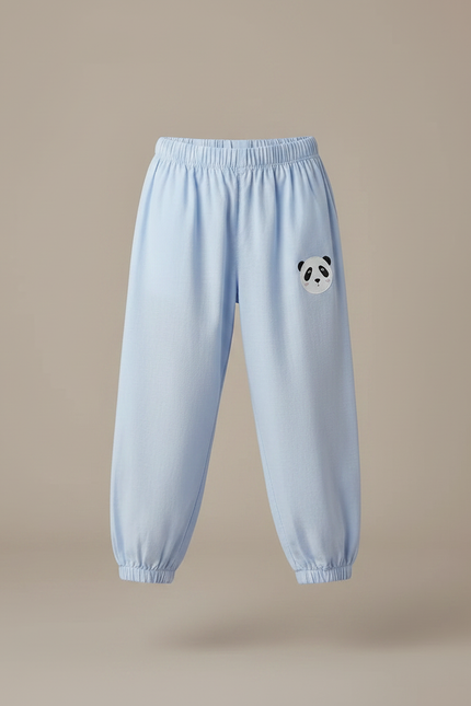 Pantalon Parachute Bleu Ciel Ample Coton Panda Enfant - vue 3