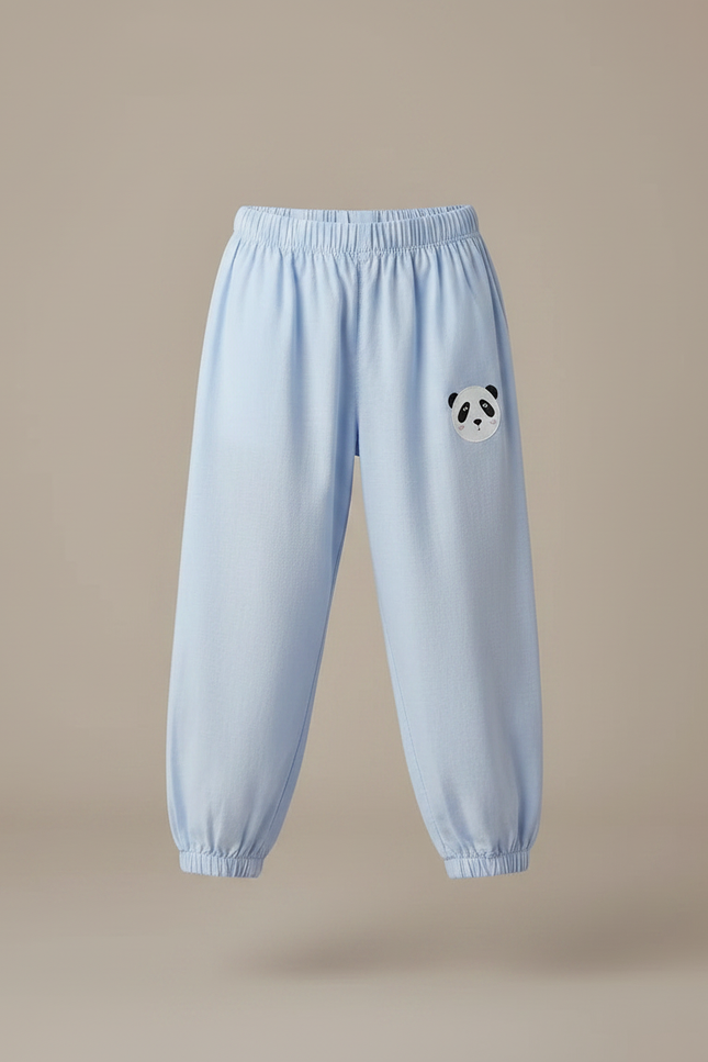 Pantalon Parachute Bleu Ciel Ample Coton Panda Enfant - vue 3