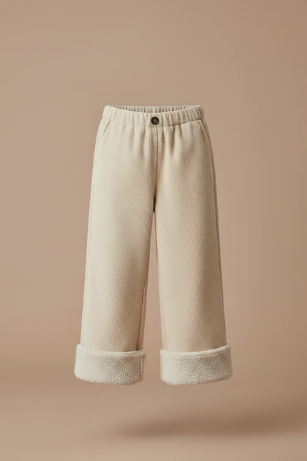 Pantalon Parachute Beige Côtelé Sherpa Enfant Chaud - Cordé - vue 3