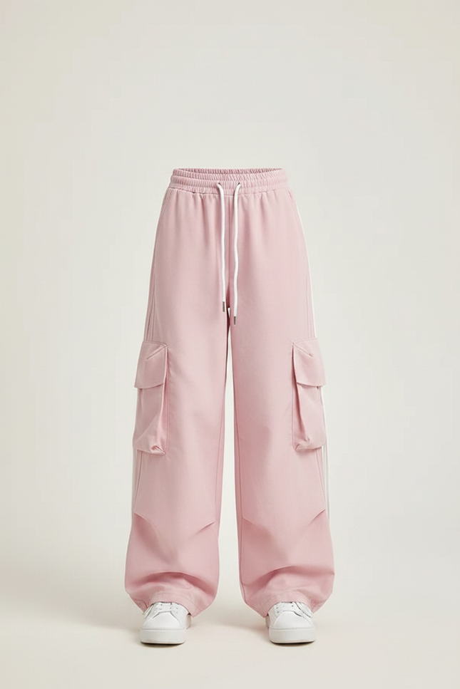 Pantalon Parachute Fille Baggy Nylon - Rose Polyester - vue 3