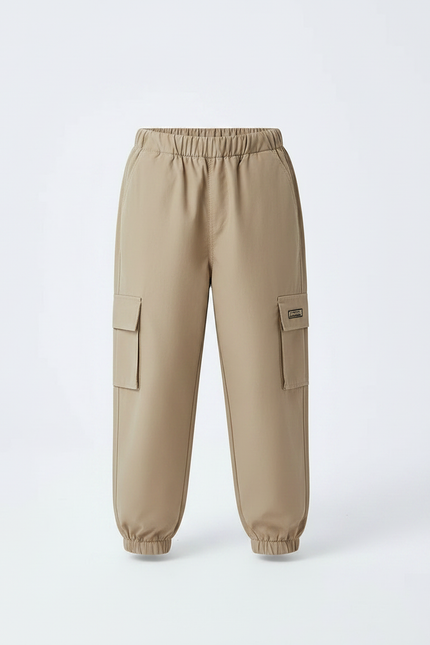 Pantalon Parachute Kaki Ample Cargo Garçon Sport - Polyester - vue 3