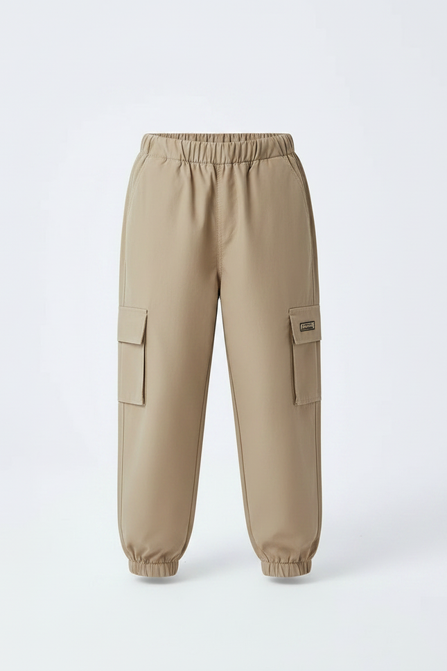 Pantalon Parachute Kaki Ample Cargo Garçon Sport - Polyester - vue 3