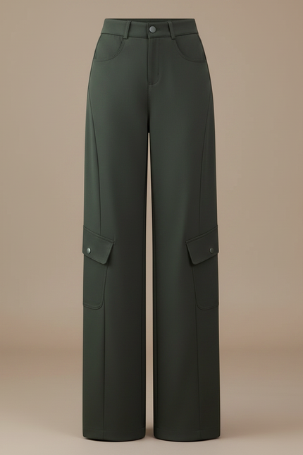 Pantalon Parachute Vert Militaire Ample Cargo Femme - Kaki Polyester - vue 3