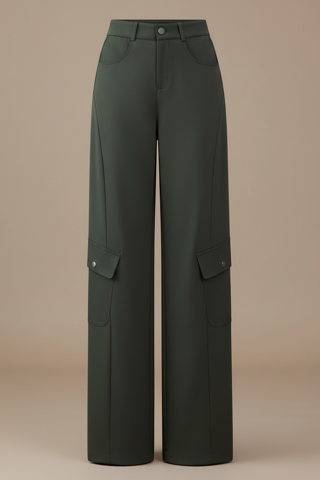Pantalon Parachute Vert Militaire Ample Cargo Femme - Kaki Polyester - vue 3