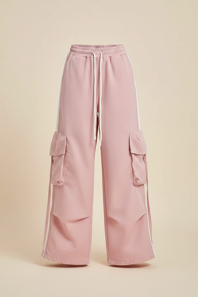 Pantalon Parachute Rose Cargo Ample Confortable Fille - Molleton - vue 3