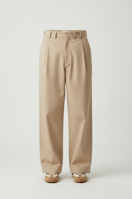 Pantalon Parachute Beige Ample Plissé Homme Décontracté - Gabardine - vue 3