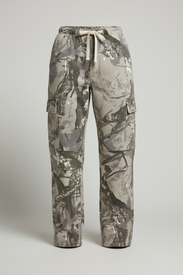Pantalon Parachute Camouflage Imprimé Ample Décontracté Fluide - Coton - vue 3