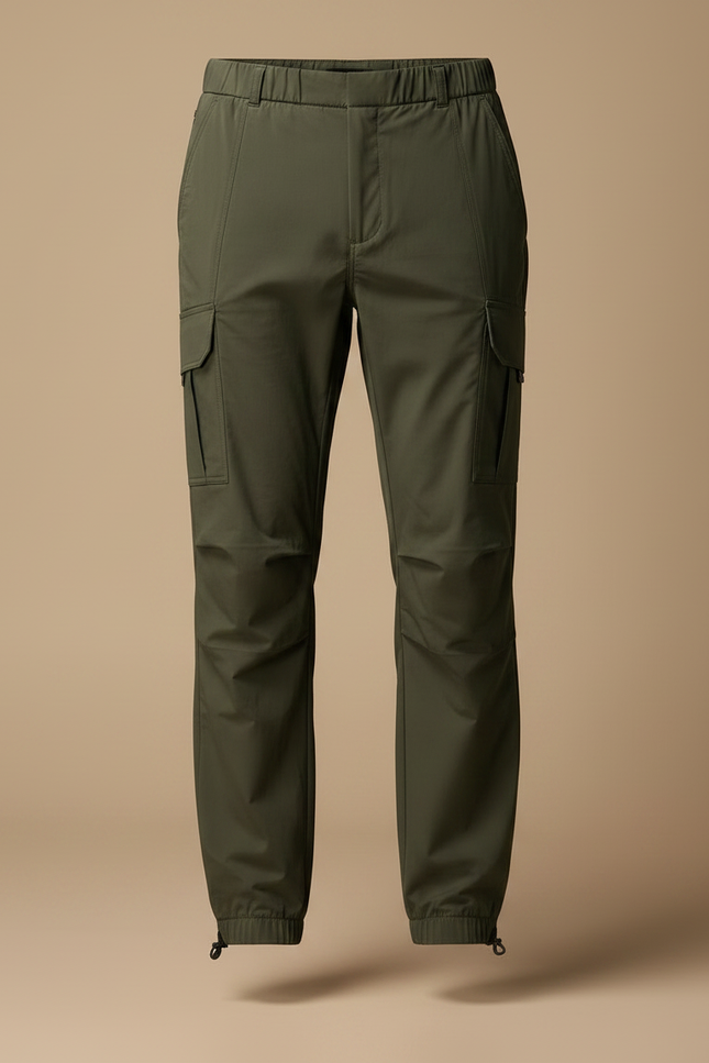 Pantalon Parachute Kaki Cargo Cordon Homme Moderne - Polyester - vue 3