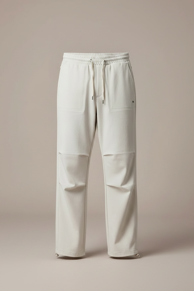 Pantalon Parachute Crème Ample Décontracté Homme Cordon - Beige Polyester - vue 3