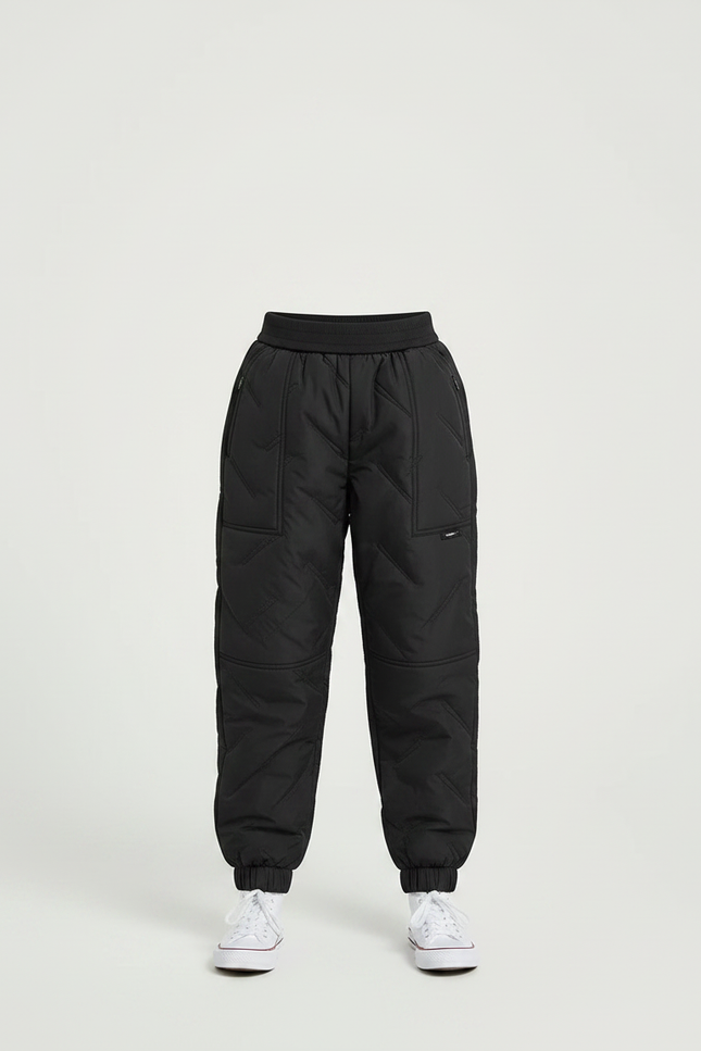 Pantalon Parachute Noir Matelassé Enfant Confortable Hiver - Polyester - vue 3