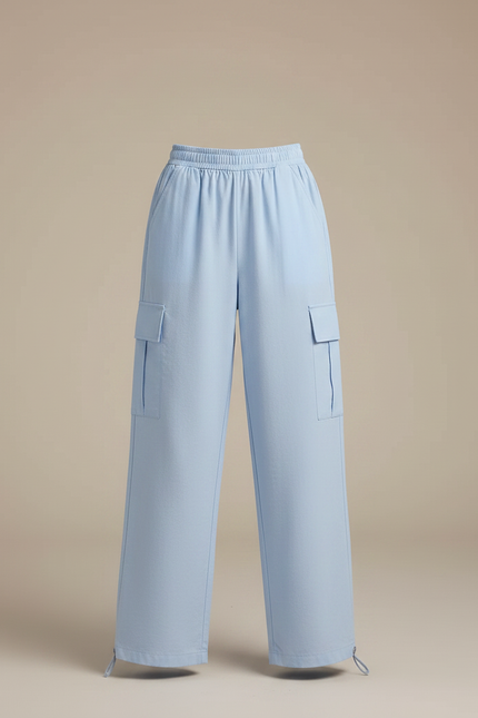 Pantalon Parachute Bleu Ciel Ample Décontracté Enfant - Coton - vue 2
