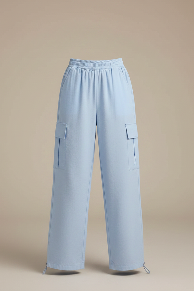 Pantalon Parachute Bleu Ciel Ample Décontracté Enfant - Coton - vue 2