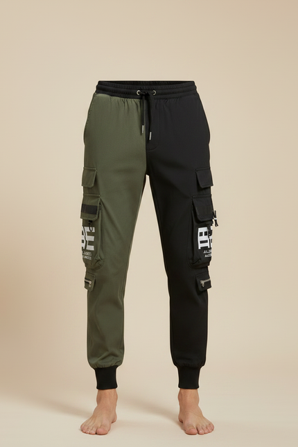 Pantalon Parachute Bicolore Imprimé Streetwear Homme - Multicolore Toile - vue 3