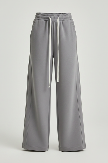 Pantalon Parachute Gris Ample Décontracté Cordon - Molleton - vue 3