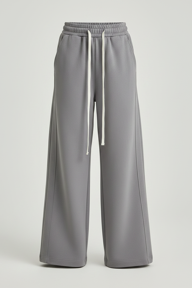 Pantalon Parachute Gris Ample Décontracté Cordon - Molleton - vue 3
