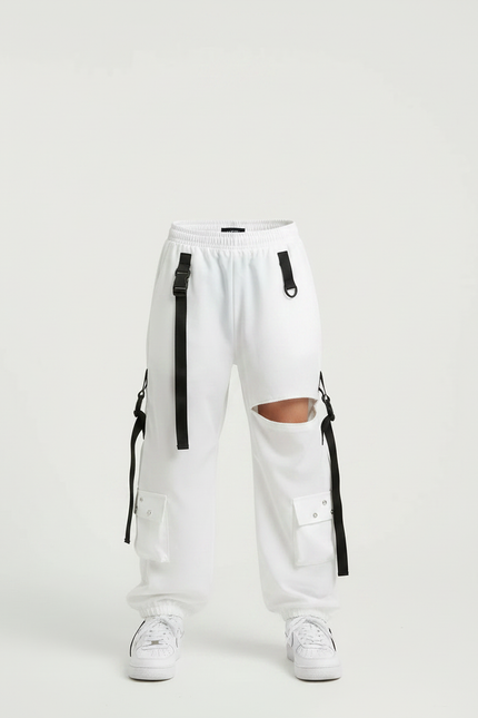 Pantalon Parachute Garçon Blanc Cargo - Polyester - vue 3