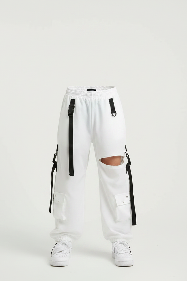 Pantalon Parachute Garçon Blanc Cargo - Polyester - vue 3