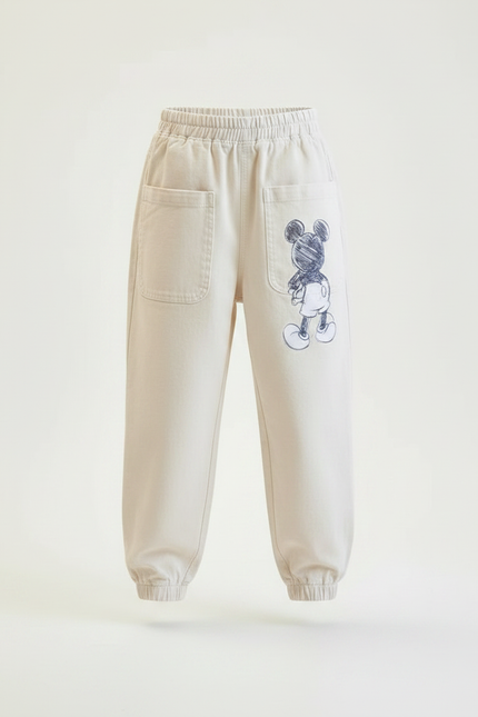 Pantalon Parachute Beige Coton Mickey Enfant Décontracté Ample - vue 3