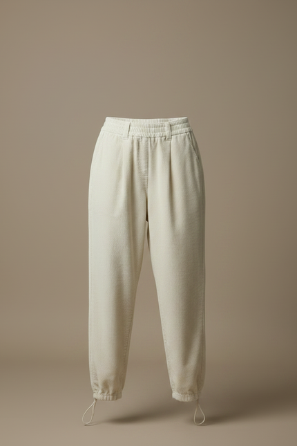 Pantalon Parachute Côtelé Beige Marron Ample Chaud - Cordé - vue 3