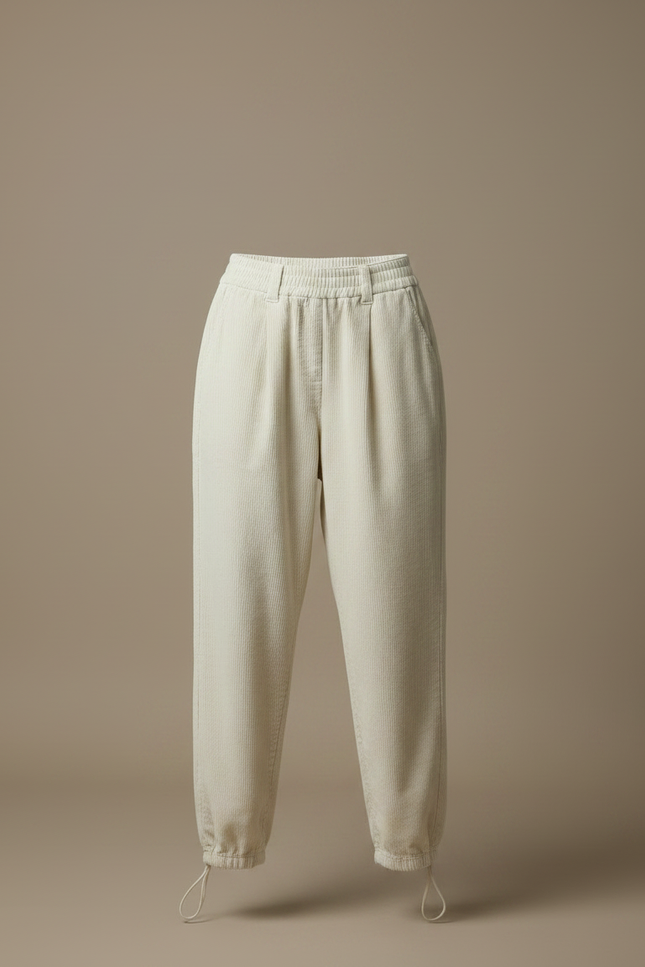 Pantalon Parachute Côtelé Beige Marron Ample Chaud - Cordé - vue 3