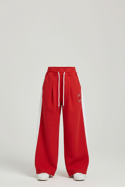 Pantalon Parachute Rouge Ample Coton Fille Sportif - Molleton - vue 3