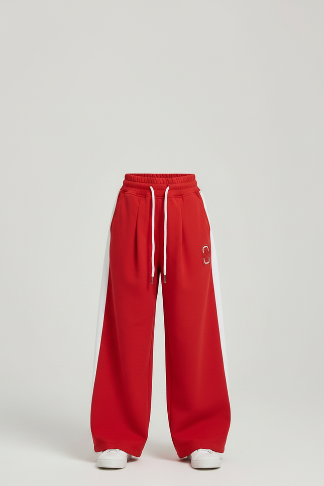 Pantalon Parachute Rouge Ample Coton Fille Sportif - Molleton - vue 3