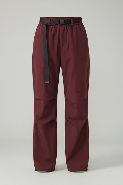 Pantalon Parachute Bordeaux Cargo Ample Fonctionnel - Polyester - vue 3
