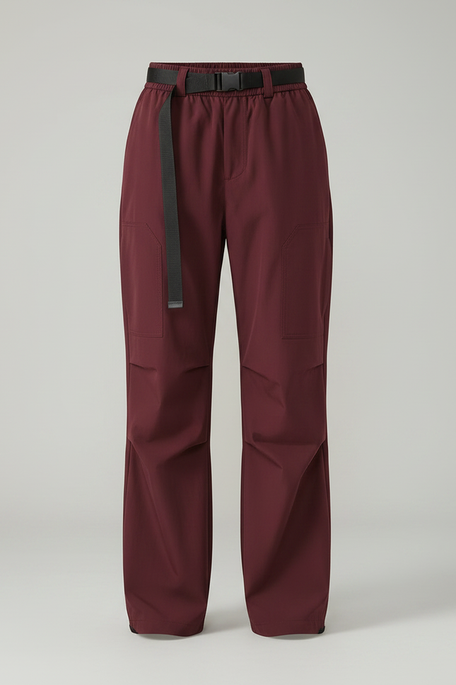 Pantalon Parachute Bordeaux Cargo Ample Fonctionnel - Polyester - vue 3