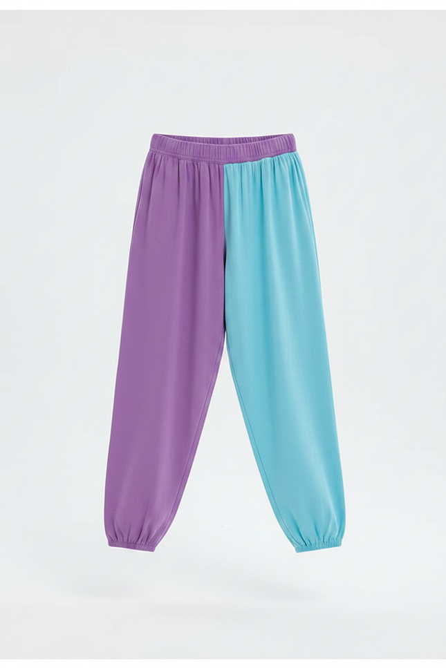 Pantalon Parachute Bicolore Ample Coton Fluide Enfant - Multicolore - vue 3
