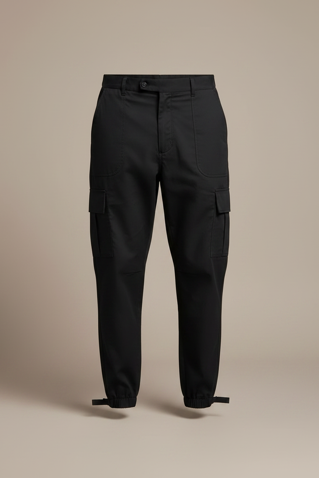 Pantalon Parachute Noir Cargo Homme Ajusté Militaire - Toile - vue 3