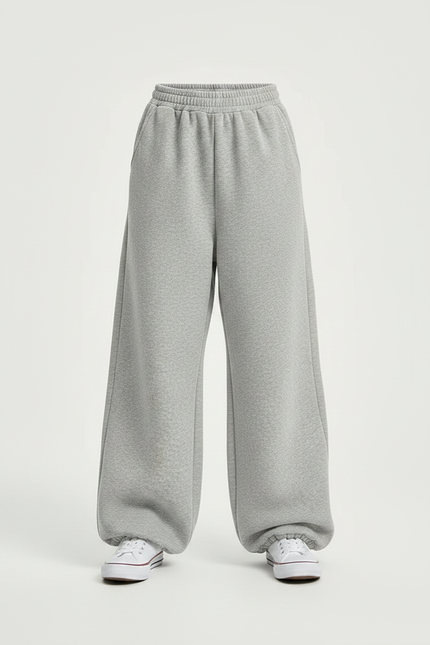 Pantalon Parachute Large Confortable Unisexe Hiver - Gris Molleton - vue 3