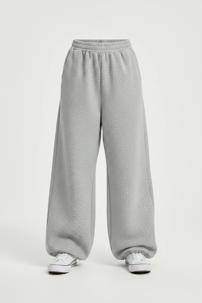 Pantalon Parachute Large Confortable Unisexe Hiver - Gris Molleton - vue 3