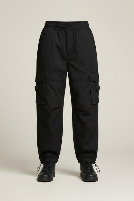Pantalon Parachute Garçon Noir Resserré Aux Chevilles - Polyester - vue 3