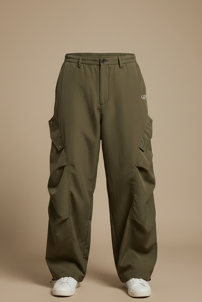 Pantalon Parachute Vert - Kaki Polyester - vue 3