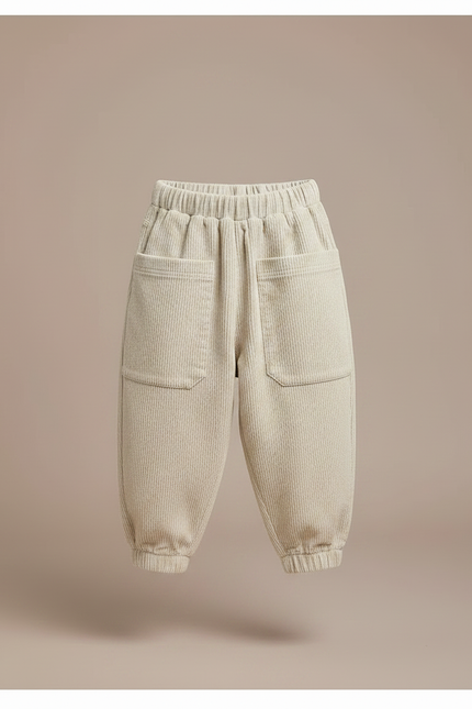 Pantalon Parachute Beige Côtelé Ample Décontracté Enfant - Cordé - vue 3