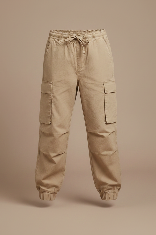 Pantalon Parachute Kaki Coton Ample Cargo Multipoches - Toile - vue 3