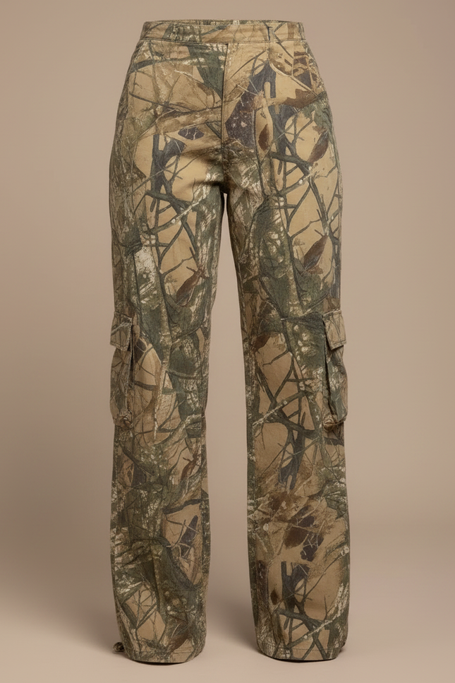 Pantalon Parachute Camouflage Ample Cargo Femme Y2K - Multicolore Toile - vue 3