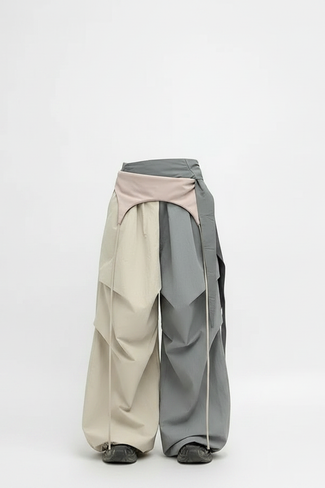 Pantalon Parachute Bicolore Ample Cargo Urbain Fille - Multicolore Polyester - vue 3