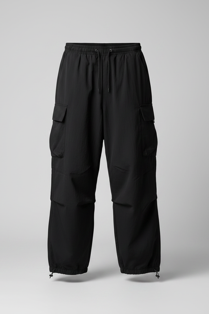 Pantalon Parachute Noir - Polyester - vue 3