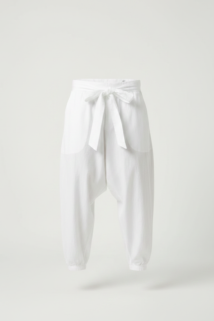 Pantalon Parachute Blanc Coton Ample Streetwear Homme - vue 3