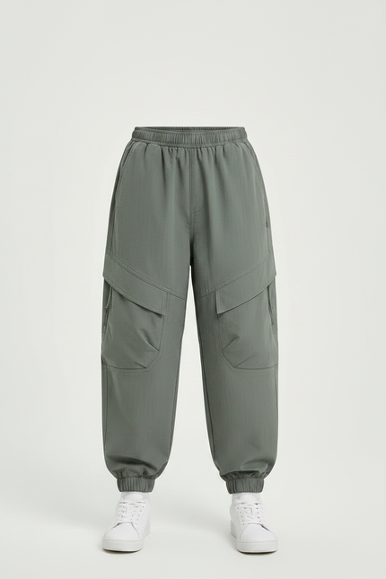 Pantalon Parachute Kaki Ample Cargo Garçon Décontracté - Polyester - vue 3