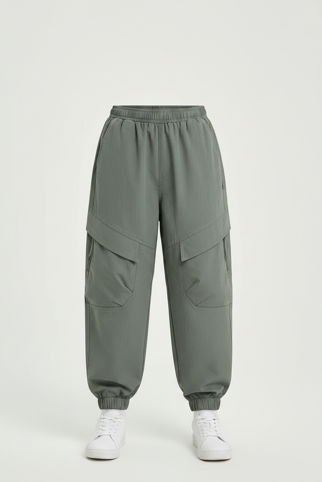 Pantalon Parachute Kaki Ample Cargo Garçon Décontracté - Polyester - vue 3