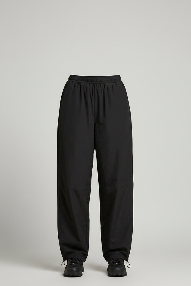 Pantalon Parachute Noir Ample Fluide Décontracté Femme - Polyester - vue 3