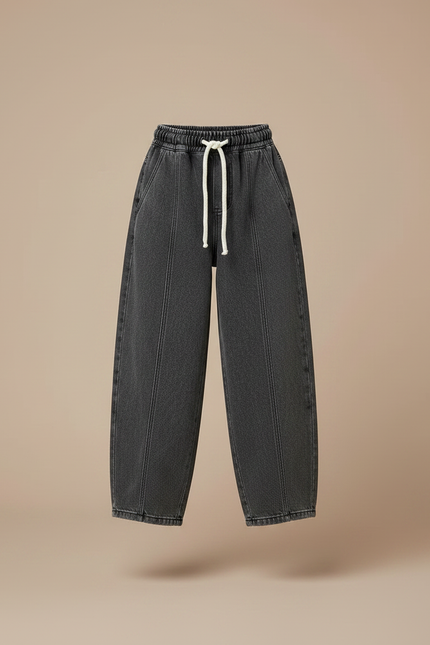 Pantalon Parachute Fille Gris Taille Elastique - Jean - vue 3