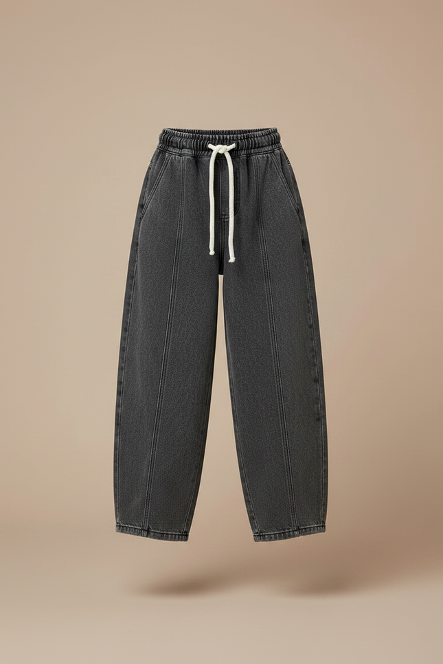 Pantalon Parachute Fille Gris Taille Elastique - Jean - vue 3