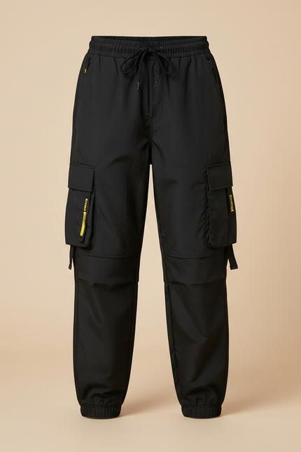 Pantalon Parachute Noir Cargo Ample Femme Urbain Décontracté - Polyester - vue 3