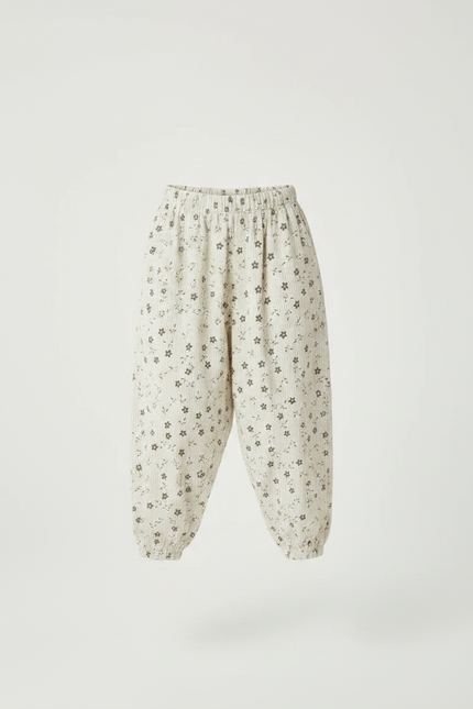 Pantalon Parachute Côtelé Fleuri Ample Beige Enfant - Cordé - vue 3
