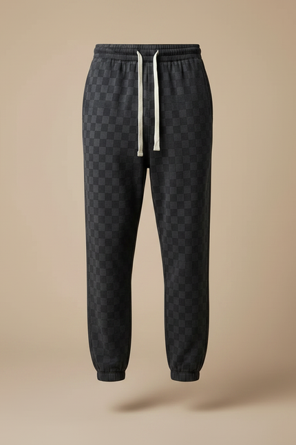 Pantalon Parachute Carreaux Velours Décontracté Homme - Gris - vue 3