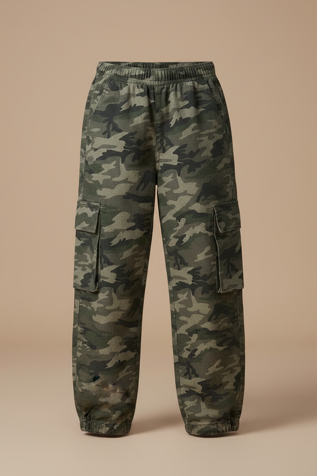 Pantalon Parachute Camouflage Ample Cargo Enfant - Imprimé Toile - vue 3