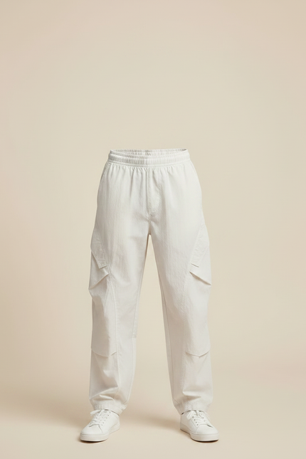 Pantalon Parachute Beige Cargo Ample Décontracté Léger - Polyester - vue 3